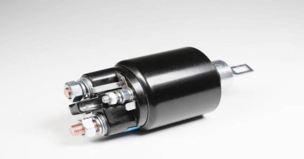 A black solenoid on a white background