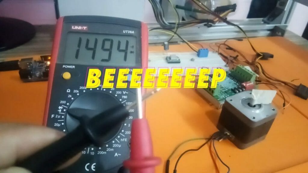 testing stepper motor with 1494 reading at the multimeter