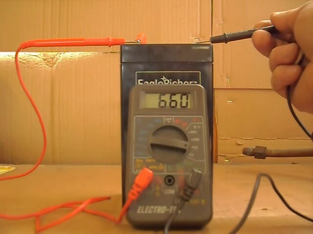multimeter at 6.60 reading