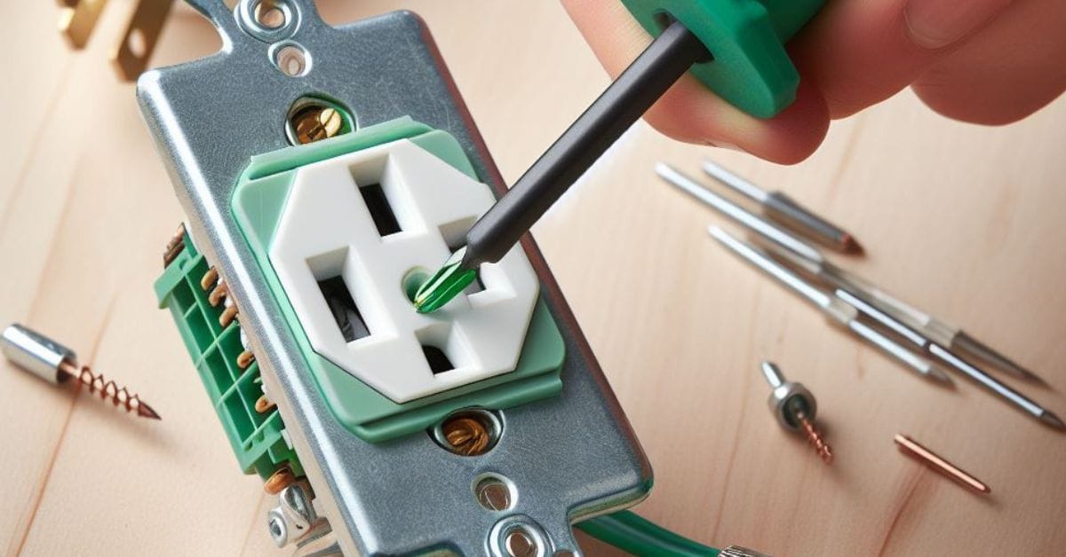 A person using a screwdriver to wire an electrical outlet
