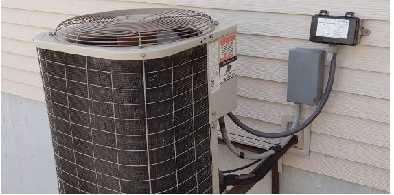 central air conditioning with electrical box