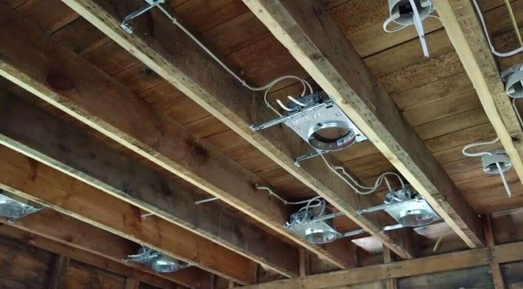 installation of light fixtures at the ceiling