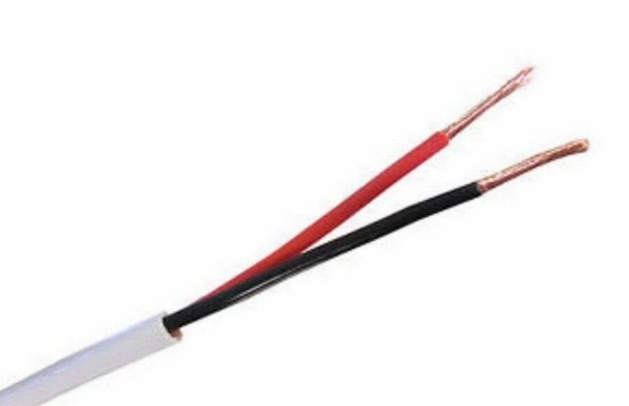 insulated red and black wire with coil stripped at the tips