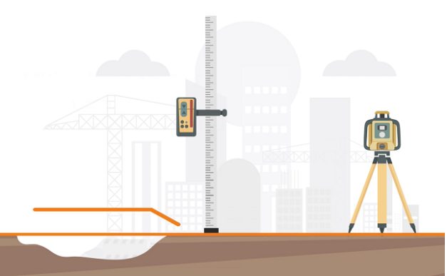 set up measuring rod and laser detector together
