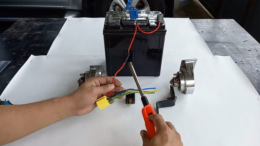 attaching the cable to the relay