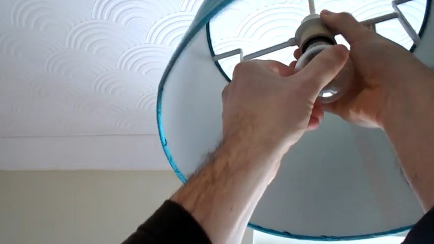 disconnect the light shade and the bulb lights