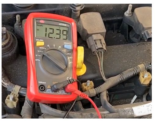 multimeter a 12.39v reading