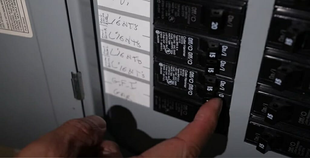 opening the main panel and turn off the power