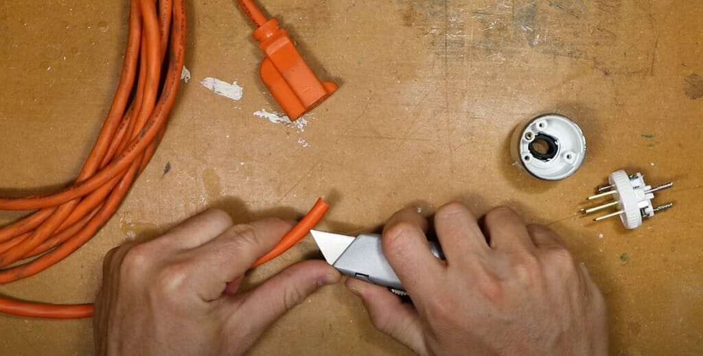 removing the outer insulation of the wire