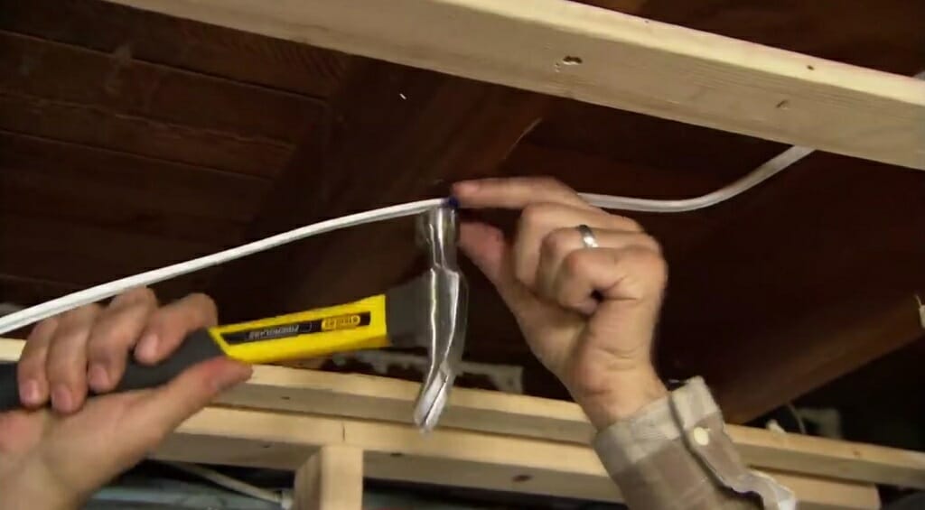 run the wires on the roof beams