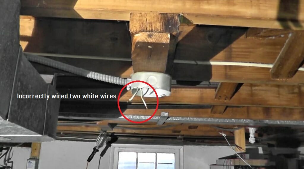 incorrect wiring of two white wire