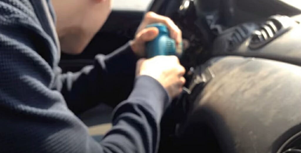 place the drill bit on the marked location