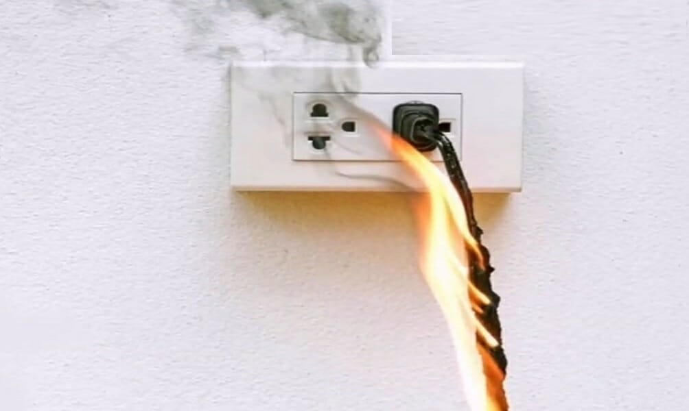 short circuit - wire in fire