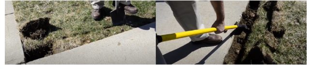 sledgehammer the pipe beneath the sidewalk