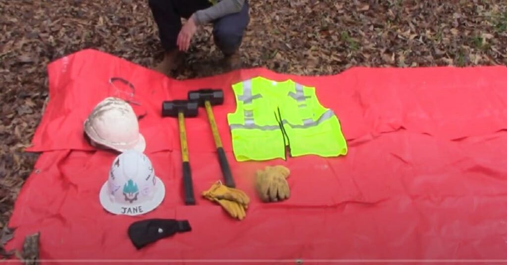 wearing safety gear