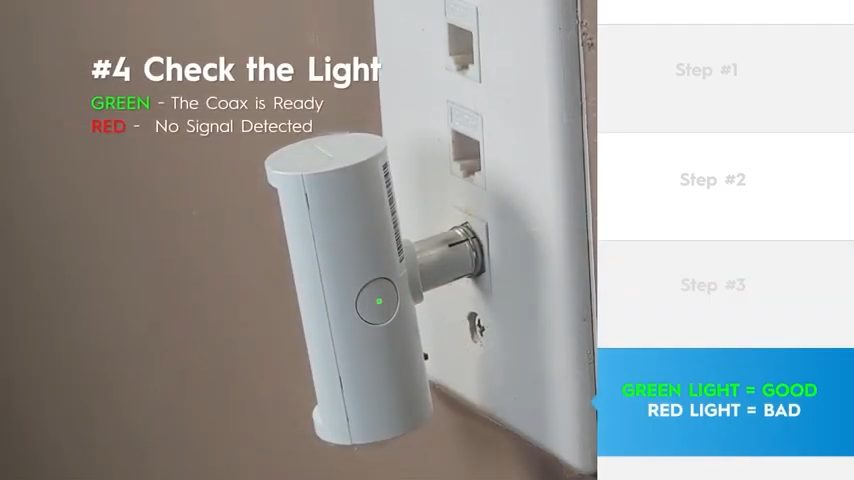 checking the light on the coaxial cable tester