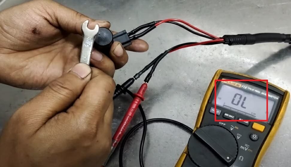 OL displayed on multimeter