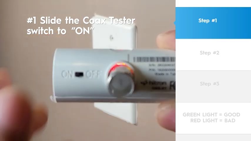 plug a DSS01 coaxial cable tester