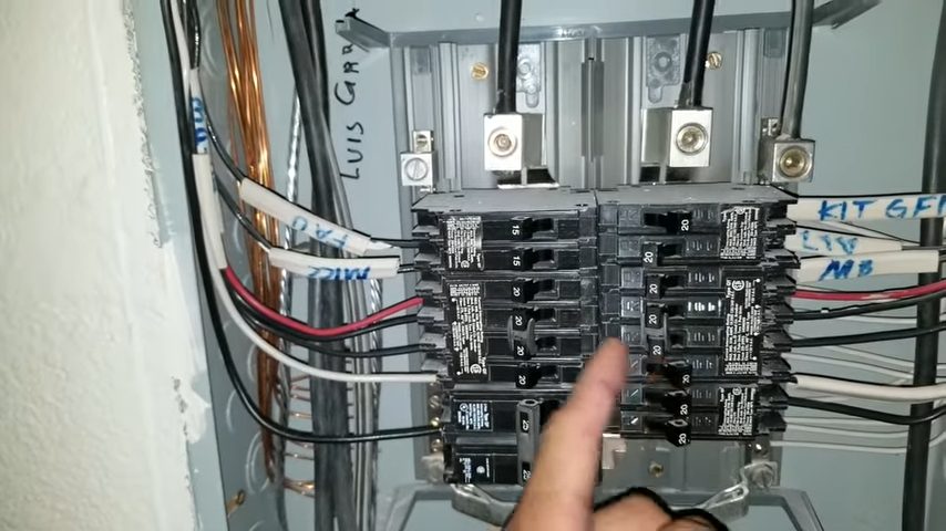 pointing at a breaker panel