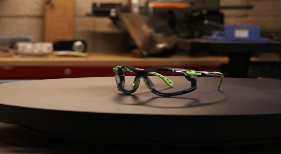 A safety goggle on the table