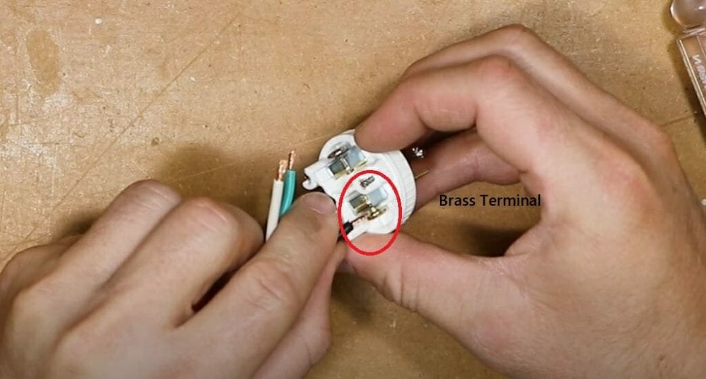 brass terminal of a screw terminal