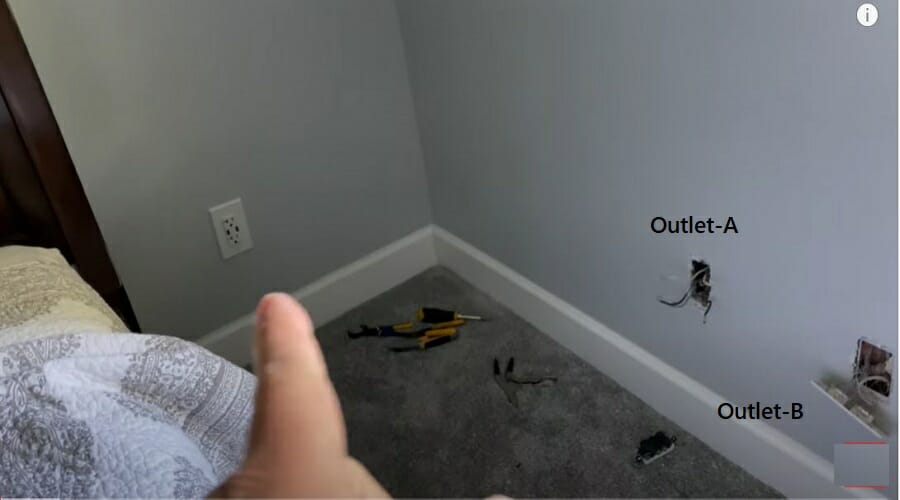 outlet's a and b in a room