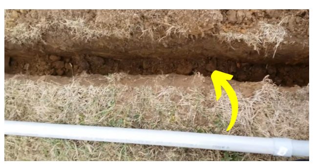 A trench to put a conduit for wires