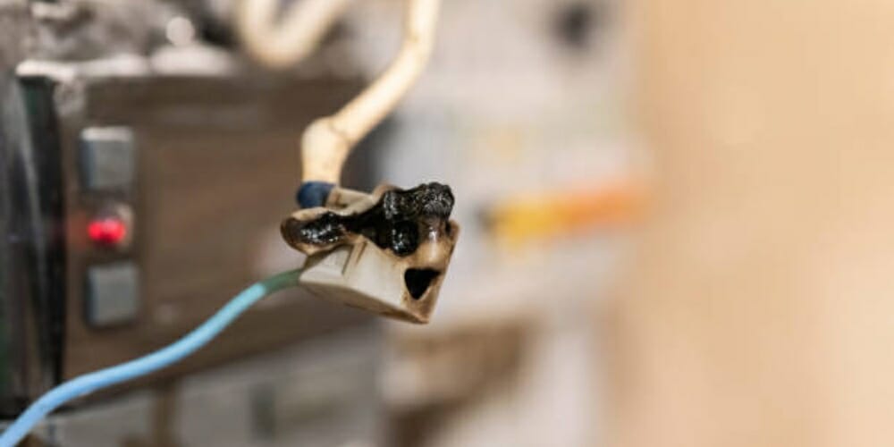 burnt wire from short circuit