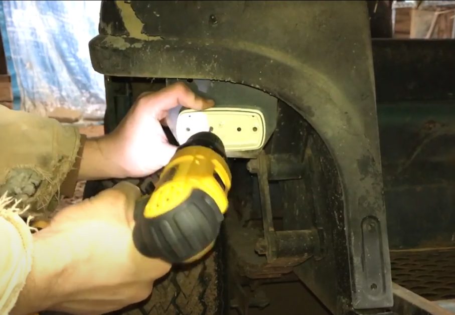 drilling holes for the lights