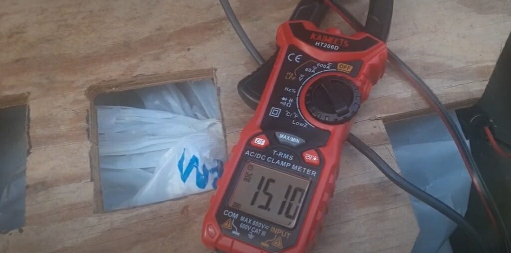 multimeter reading at 15.10 ohms