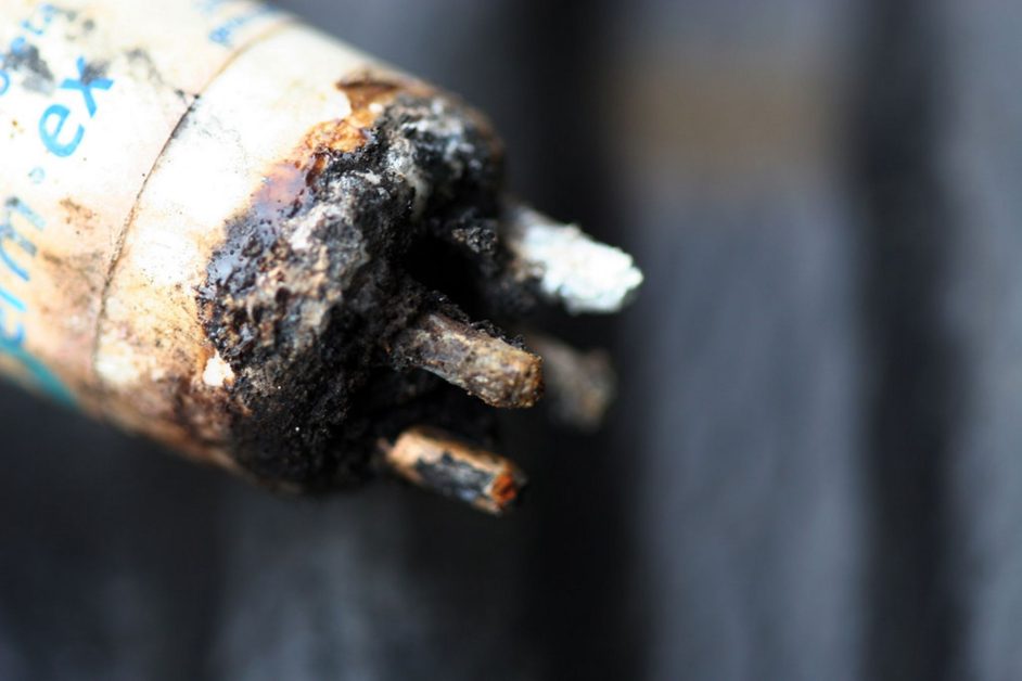 plug pins damaged from a short circuit