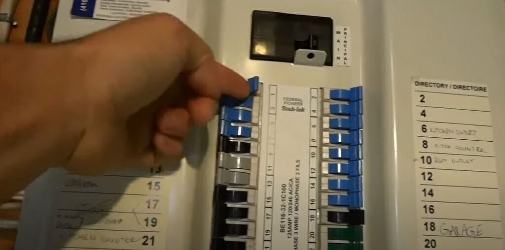turning off power via main panel switch