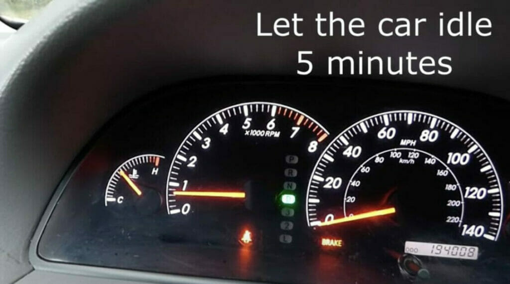 idling the car engine for a while