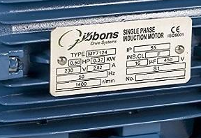 an electric motor’s nameplate