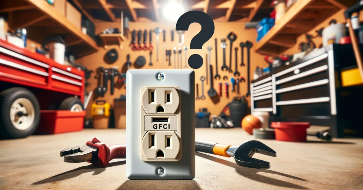A perplexing electrical outlet in a garage.