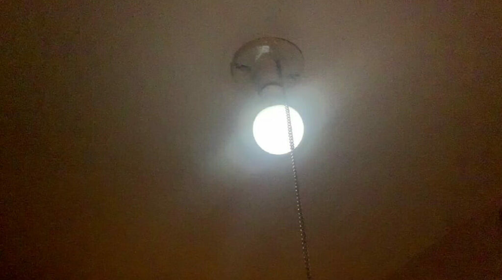 light bulb on the ceiling