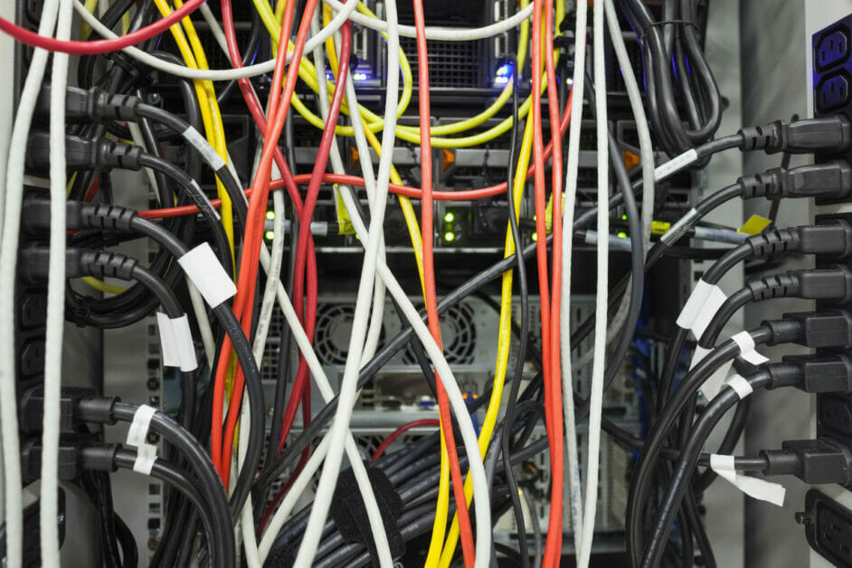 a messy server wires