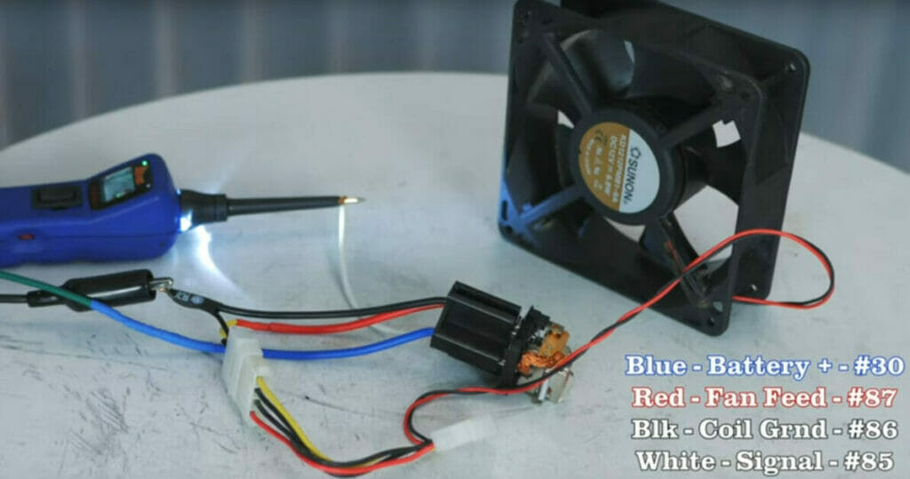 a relay attached to control a fan
