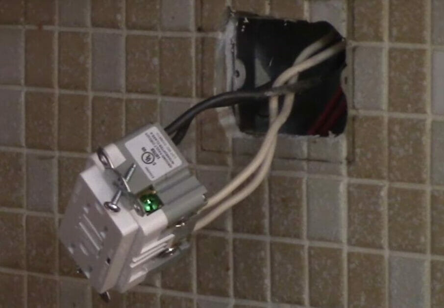 a wired but still undone GFCI Outlet