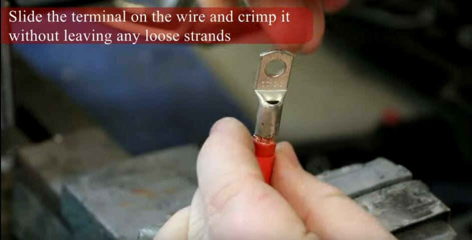 A person attaching the connector to the wire