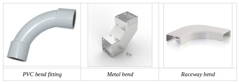 Various plastic pipe fittings for concealing wires on brick walls