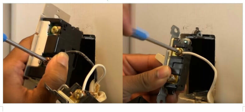 A person attaching hot wires into a terminal