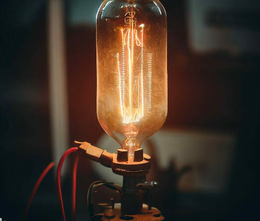 A light bulb in a dark room
