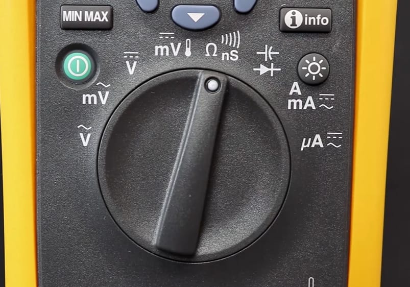 A Fluke TRUE RMS multimeter showing its setting options