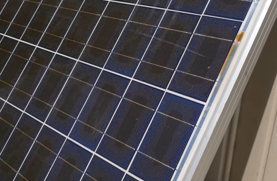 An image of a solar panel undergoing testing on a roof