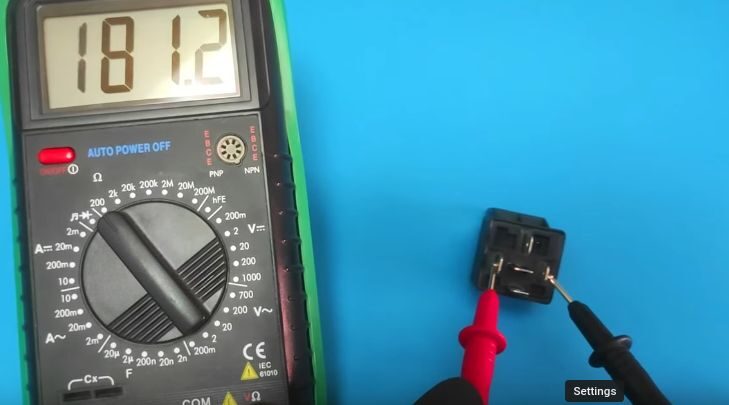A relay coil test reading on the multimeter