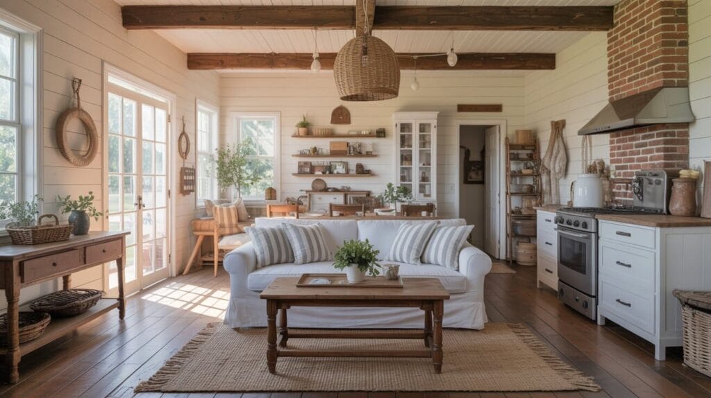 What is the difference between modern farmhouse and rustic farmhouse decoration style?