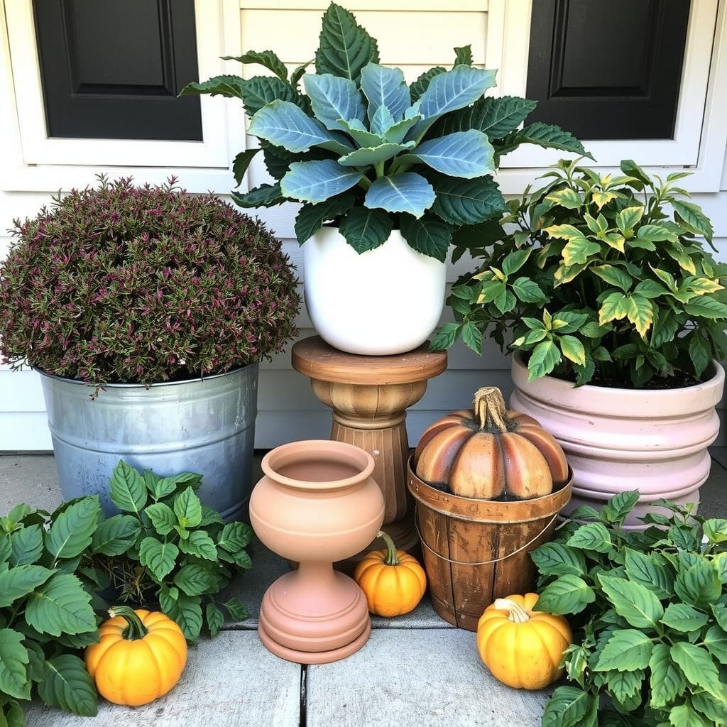 Plants, Greenery, And Autumn Containers