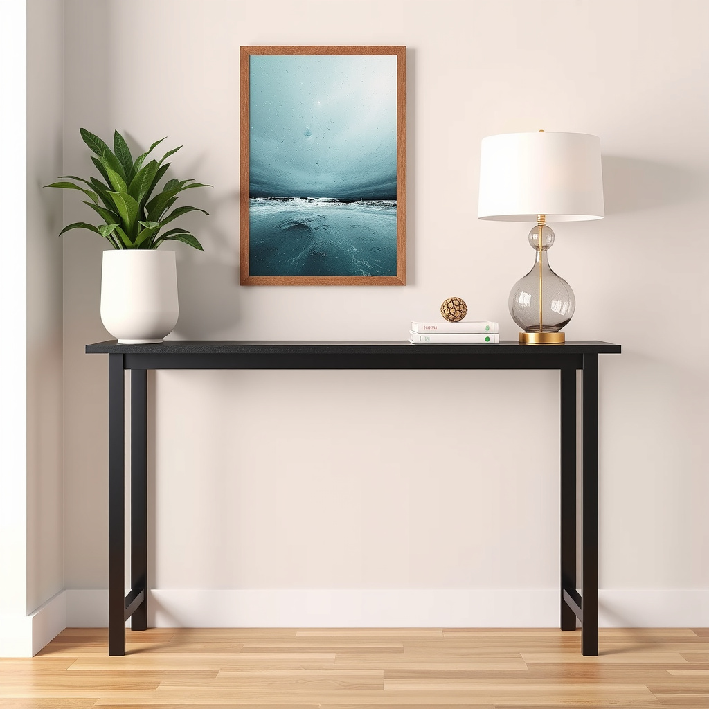 10) Add a sleek console table with minimal decor.