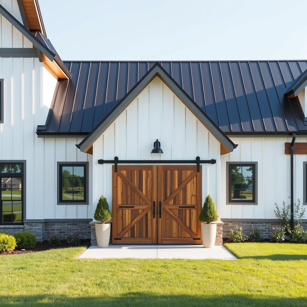6) Modern Farmhouse with Barn Doors